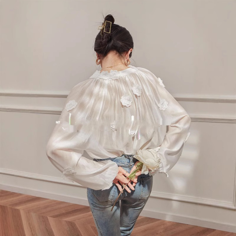 法式茶歇設計感襯衫輕熟風燈籠袖別緻上衣