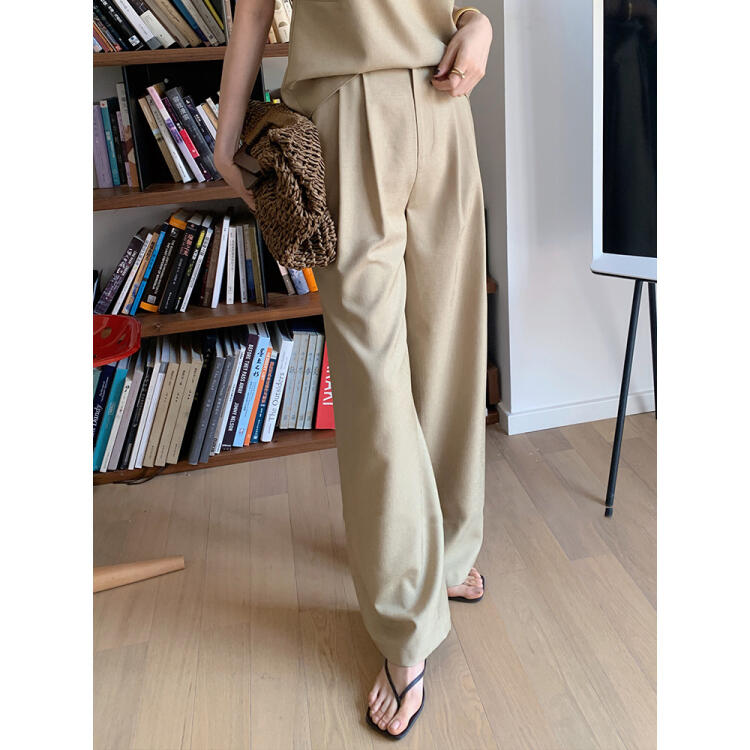 夏無袖墊肩T恤/簡約長褲（規格可選）