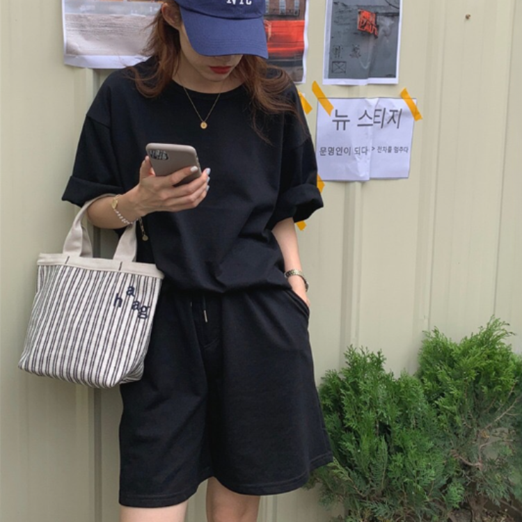 春夏休閒時尚薄款套頭寬鬆顯瘦套裝