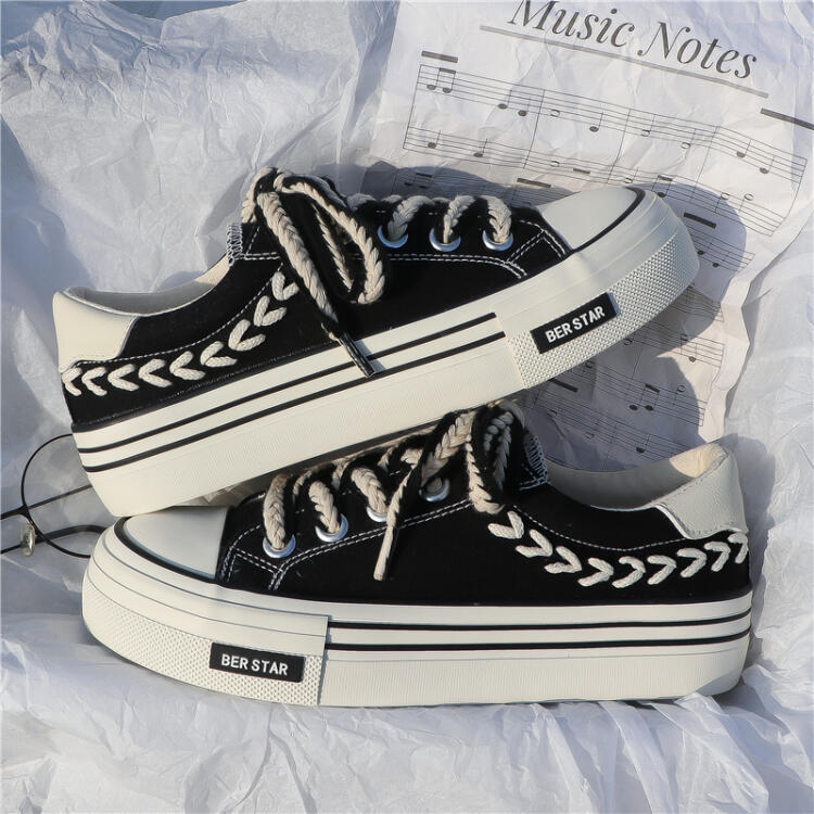 撞色休閒低幫減齡帆布鞋（2色）