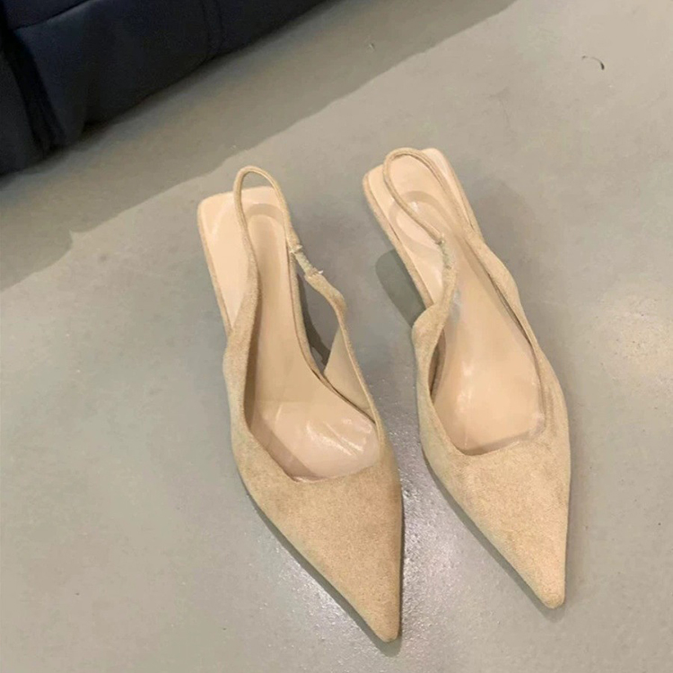 法式小眾氣質名媛絨面尖頭高跟鞋