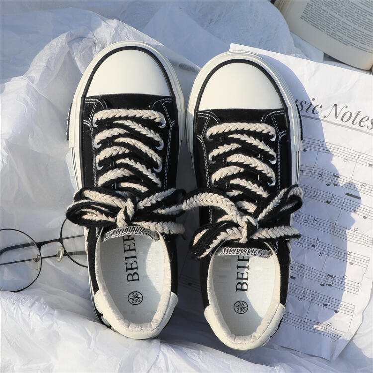 撞色休閒低幫減齡帆布鞋（2色）