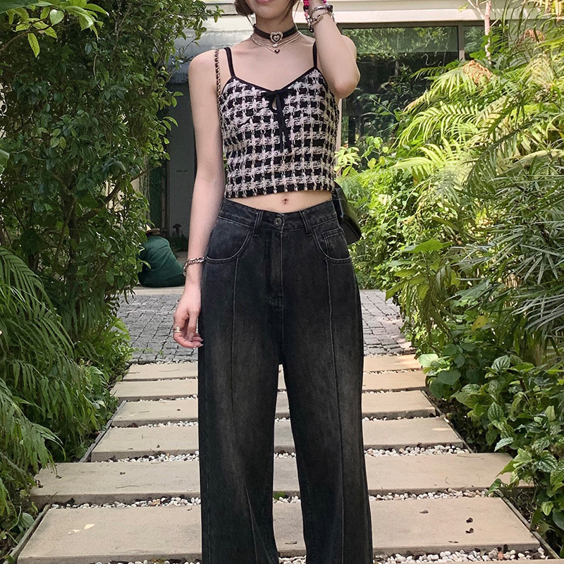 甜酷風小香內搭格子吊帶背心