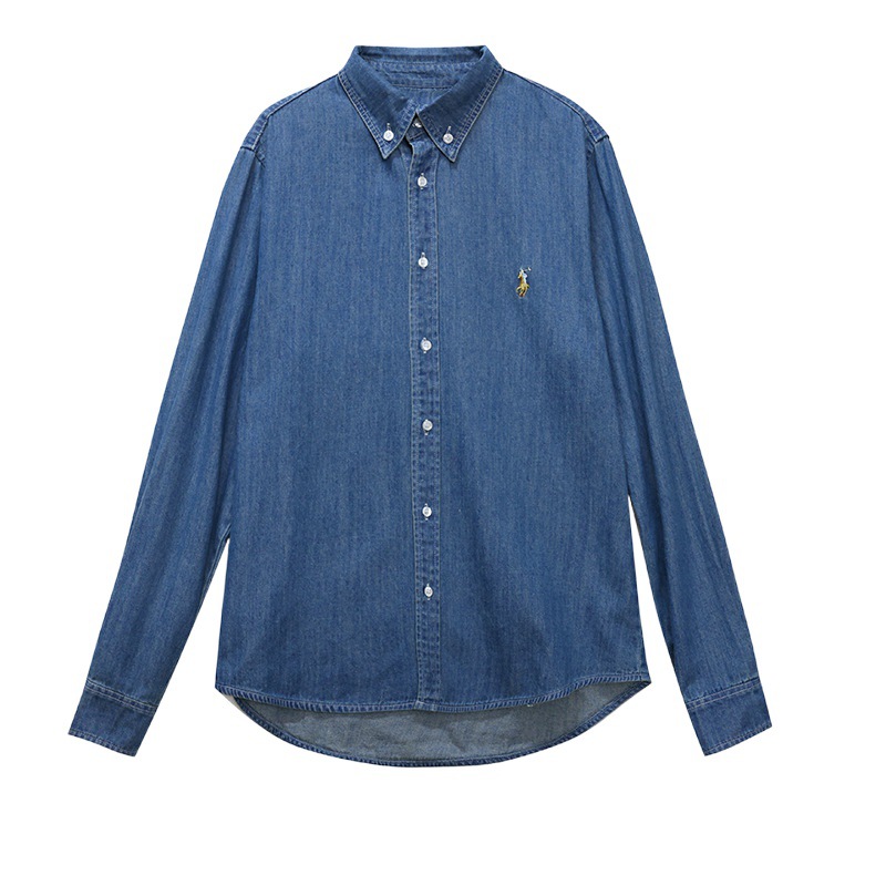 美式復古老錢風牛仔襯衫