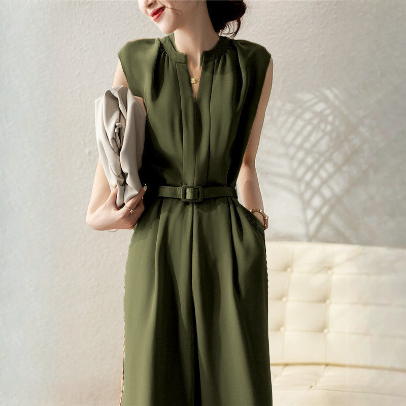 優雅純色減齡收腰顯瘦連體褲