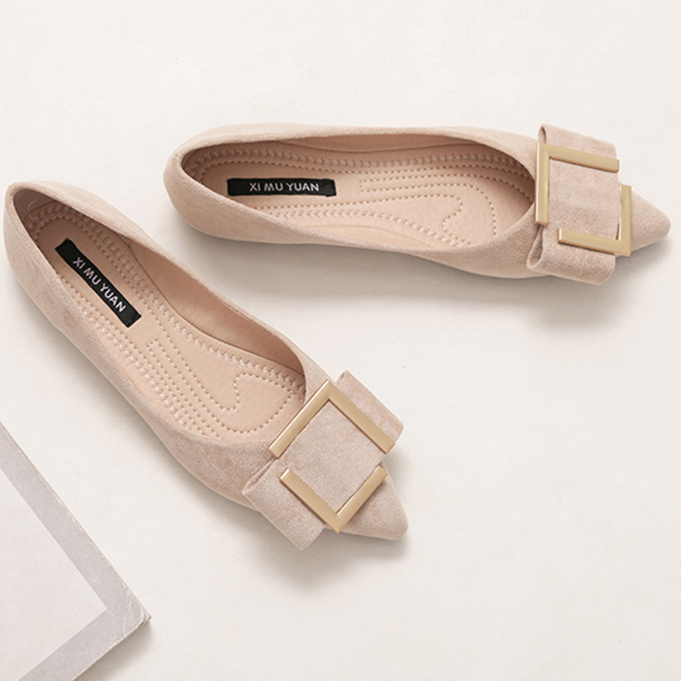 春季韓版平底方扣軟底鞋