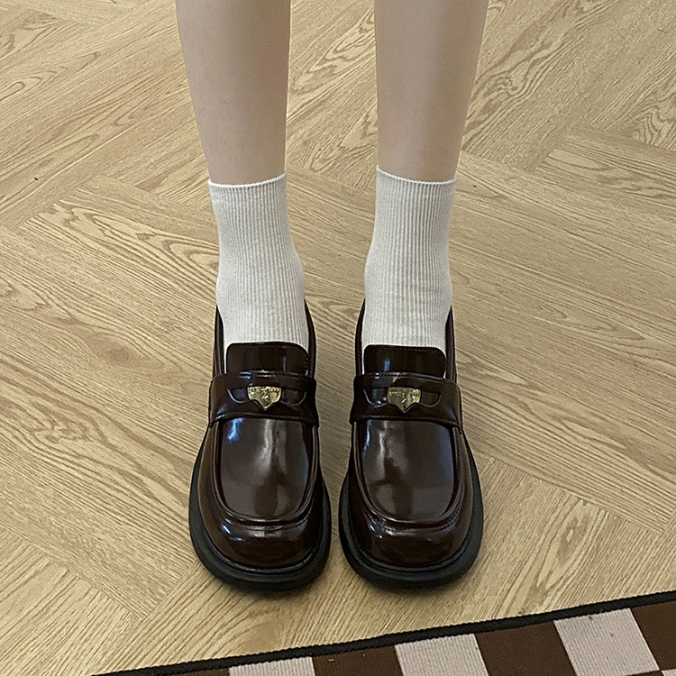 秋冬增高粗跟英倫小皮鞋
