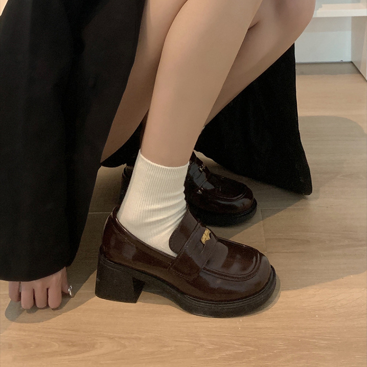 秋冬增高粗跟英倫小皮鞋