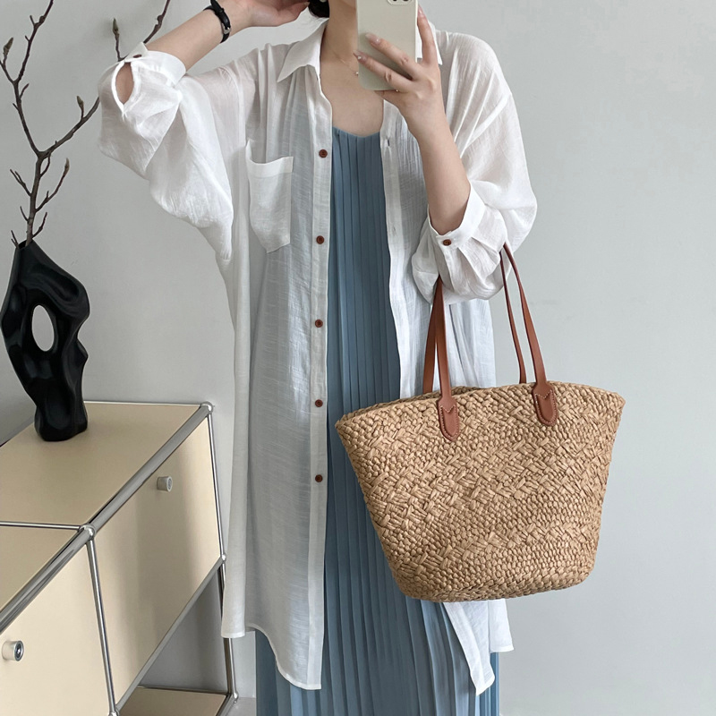 法式慵懶風寬鬆翻領微透長防曬開襟衫