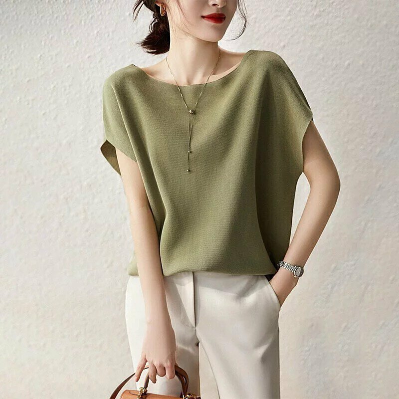 蝙蝠袖顯瘦針織短袖T恤