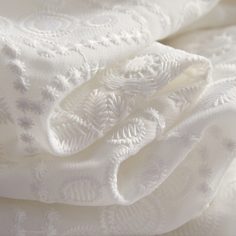 設計感寬鬆百搭圓領白色上衣氣質蕾絲刺繡短袖