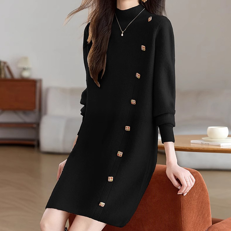 時尚氣質設計感中長款可配大衣毛衣裙