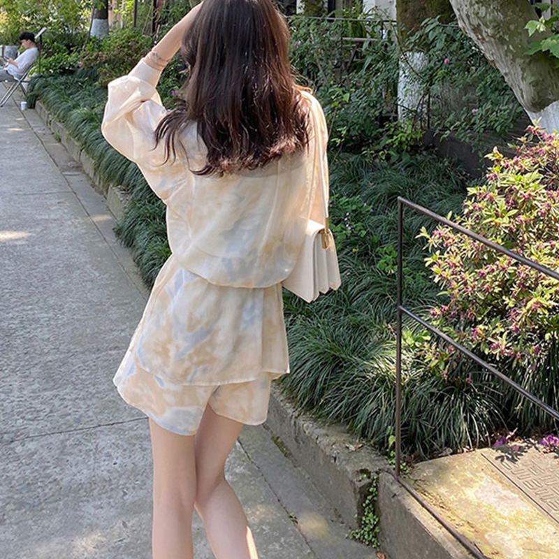 赫本輕熟風襯衫+短褲+吊帶可鹽可甜三件套