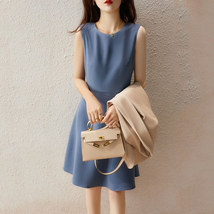 雪紡簡約氣質修身連衣裙