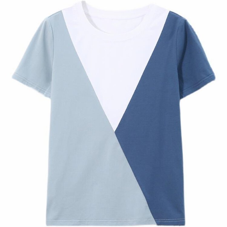 時尚百搭拼接顯瘦短袖T恤