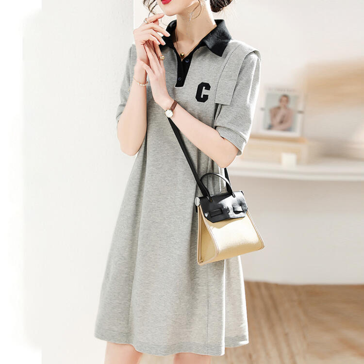 夏季字母翻領襯衫連衣裙