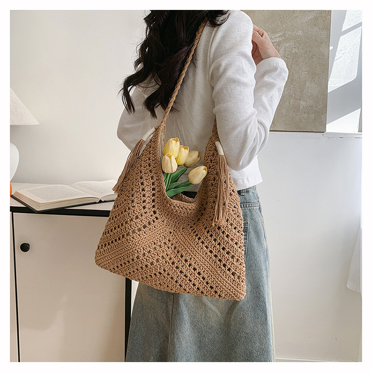 慵懶風時尚休閑大容量編制托特包