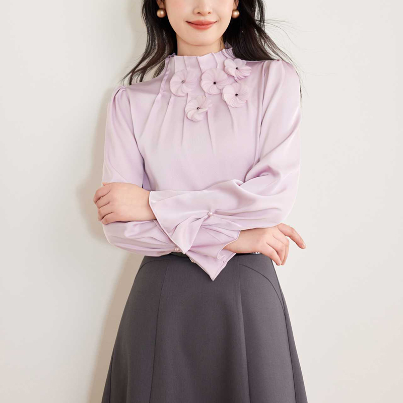 法式復古春秋溫柔荷葉邊奶油襯衫