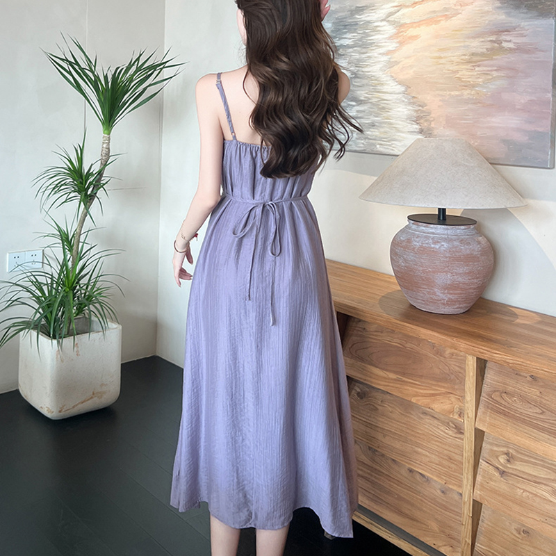 優雅淑女立體花朵吊帶裙+防曬罩衫套裝