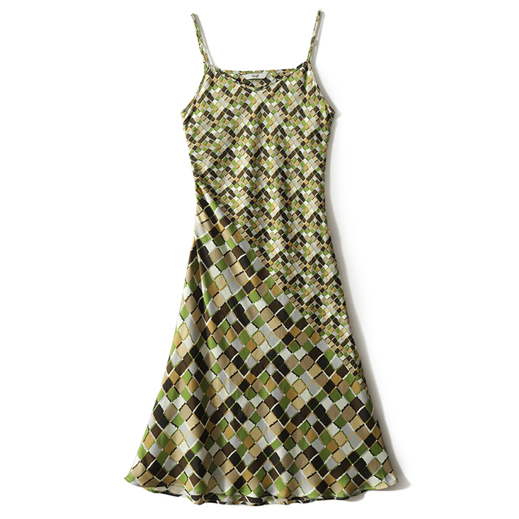 氛圍感印花吊帶內搭連身裙