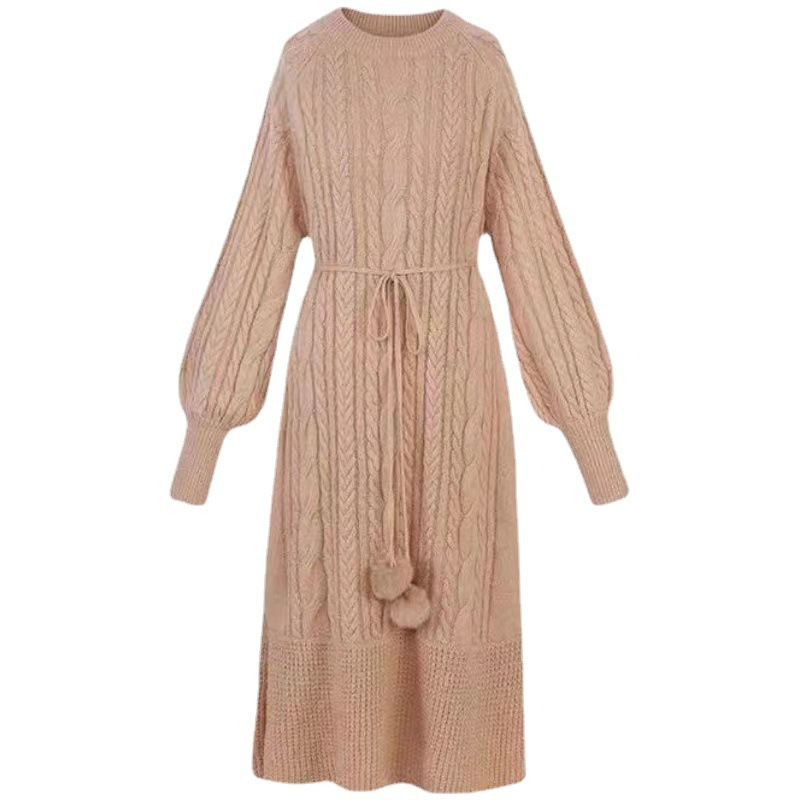 法式復古三色早秋針織連身裙