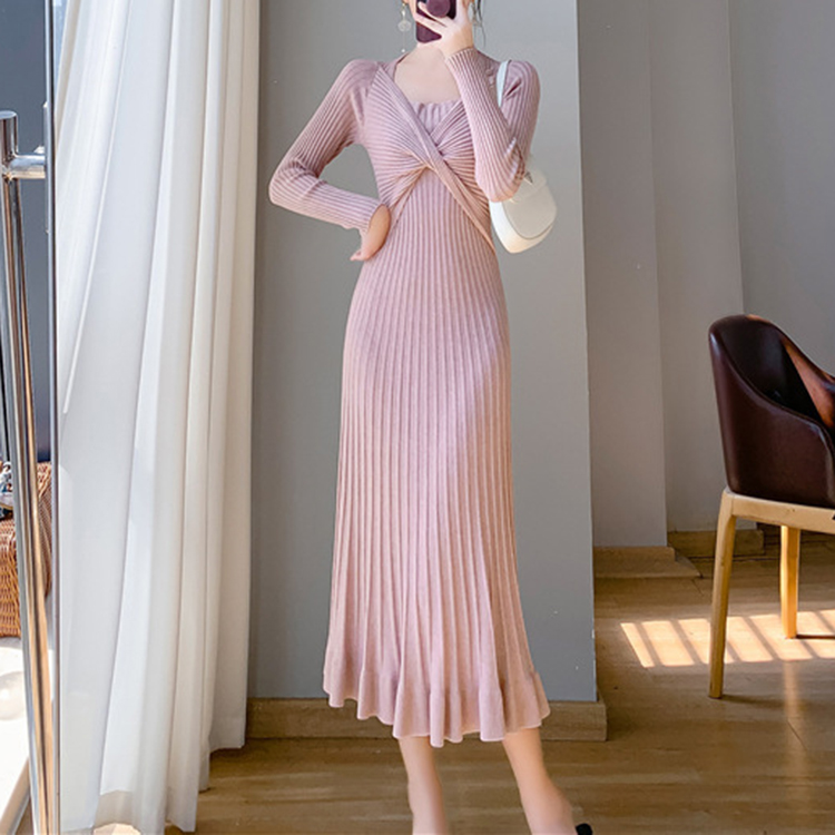 秋冬法式氣質打底長版魚尾裙