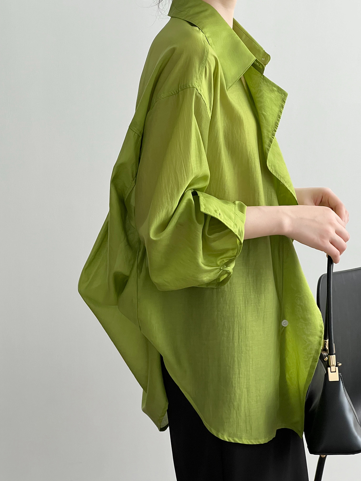 輕薄天絲木耳邊襯衫防曬顯瘦寬鬆襯衣