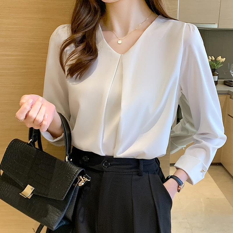 復古套頭長袖純色西裝領抗皺免燙氣質簡約襯衫