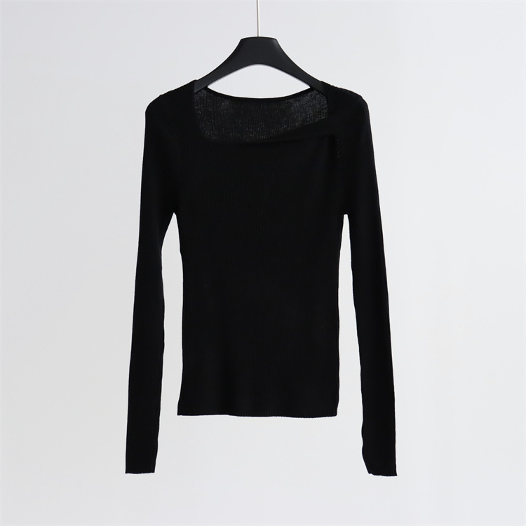 羊毛混紡坑條長袖小眾設計針織衫（7色）