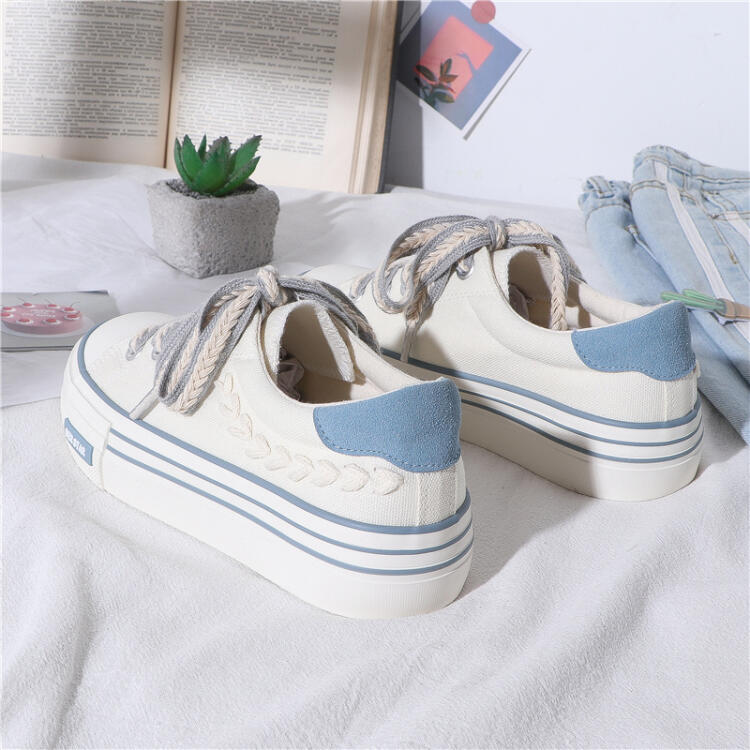 撞色休閒低幫減齡帆布鞋（2色）