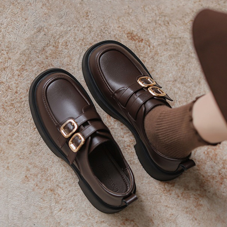 春秋新款厚底英倫風樂福鞋