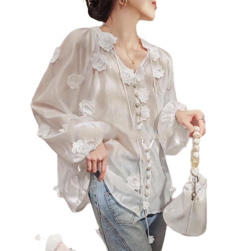 法式茶歇設計感襯衫輕熟風燈籠袖別緻上衣
