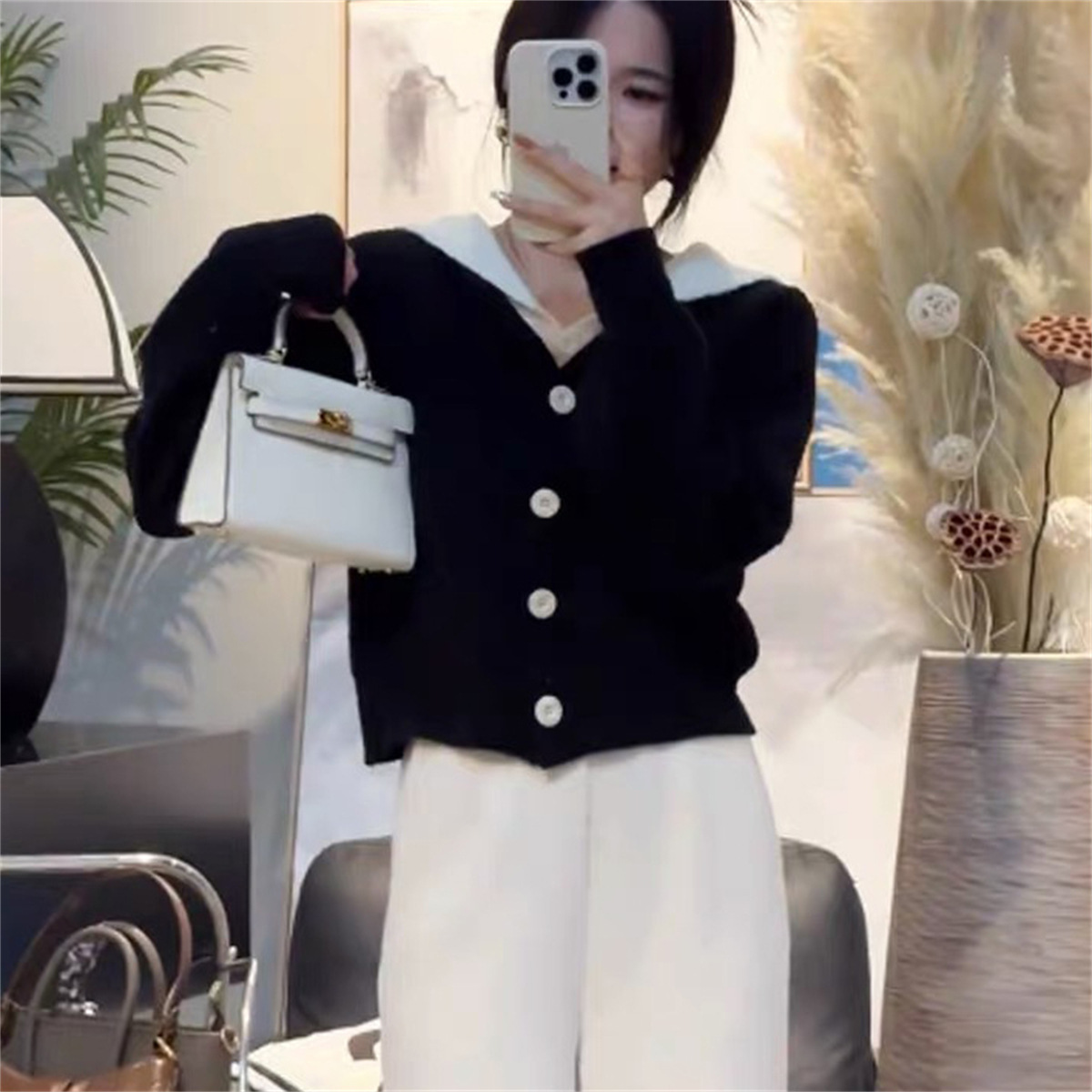 韓系甜美拼接假兩件連帽針織開襟衫