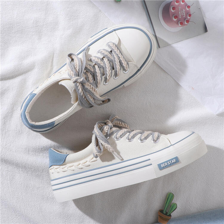 撞色休閒低幫減齡帆布鞋（2色）