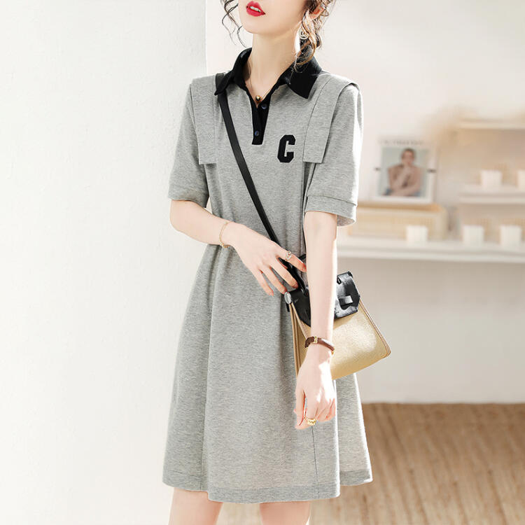 夏季字母翻領襯衫連衣裙