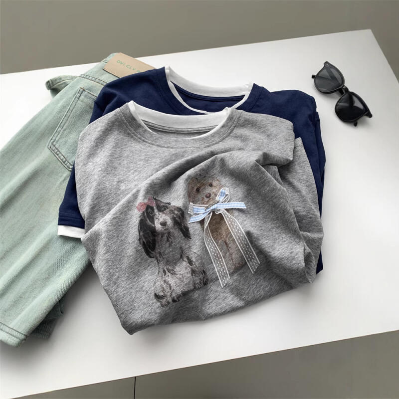 韓版減齡蝴蝶結小狗T卹（4色）