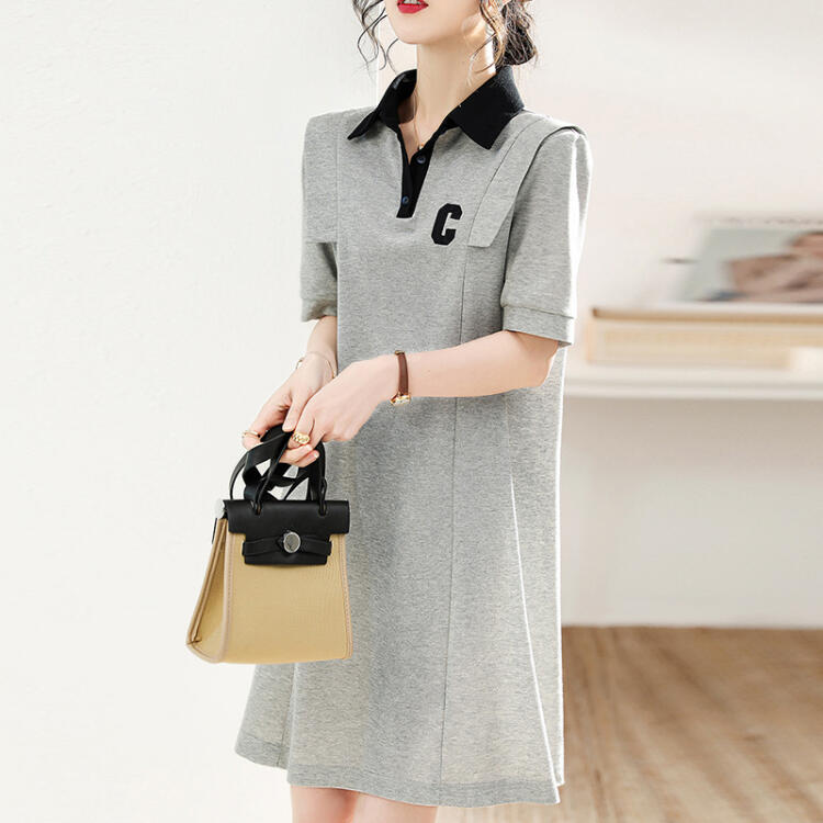 夏季字母翻領襯衫連衣裙