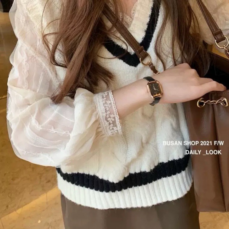 設計感小眾上衣溫柔超仙蕾絲泡泡袖襯衫