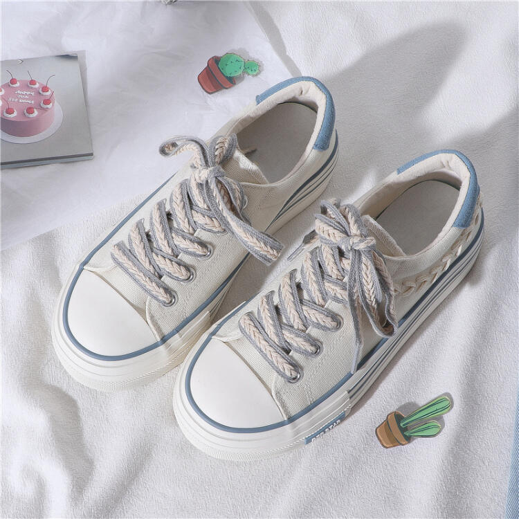 撞色休閒低幫減齡帆布鞋（2色）