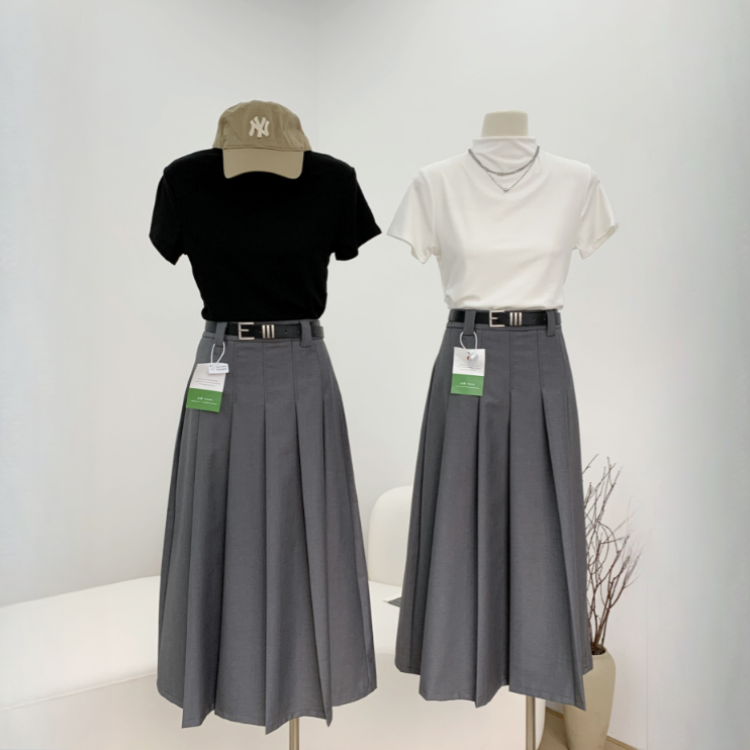 設計感顯瘦時尚短袖T恤半身裙兩件套