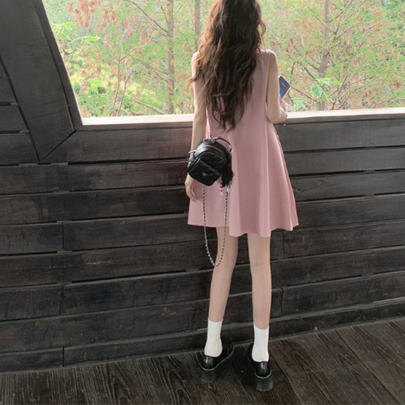 甜美風蝴蝶結無袖背心連身裙