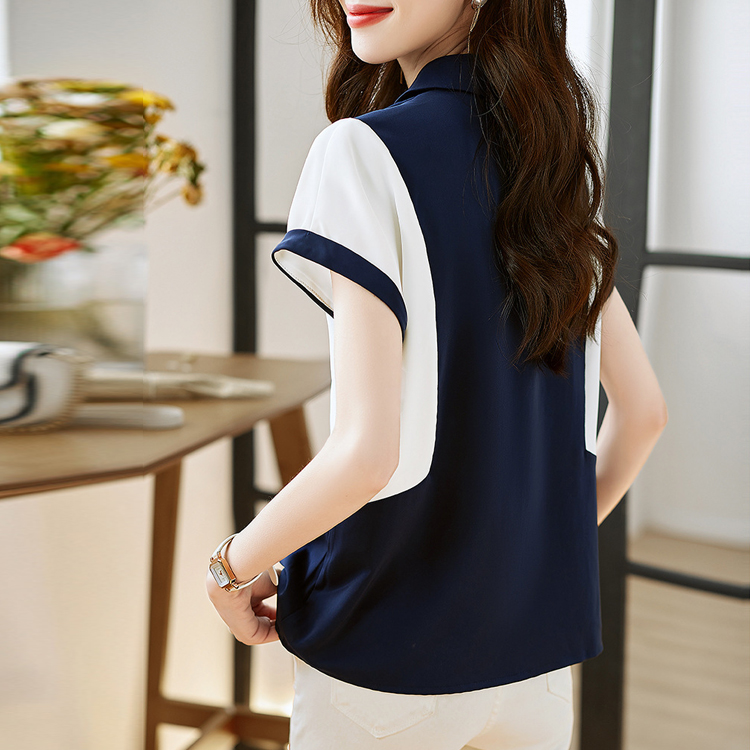 優雅減齡通勤百搭POLO領短袖襯衣