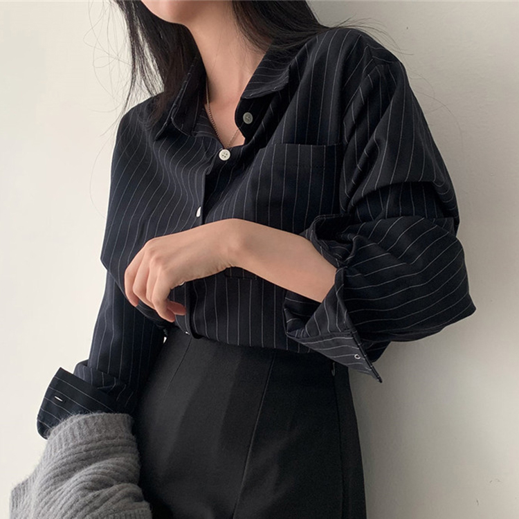 女士韓版POLO領顯瘦棉麻休閒襯衫