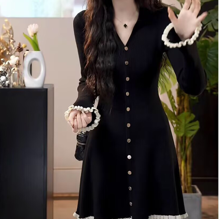 冬季法式小香風針織連衣裙