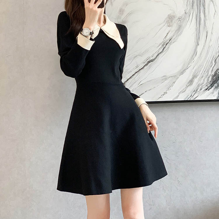 秋冬季新款長袖高腰小香風小黑裙