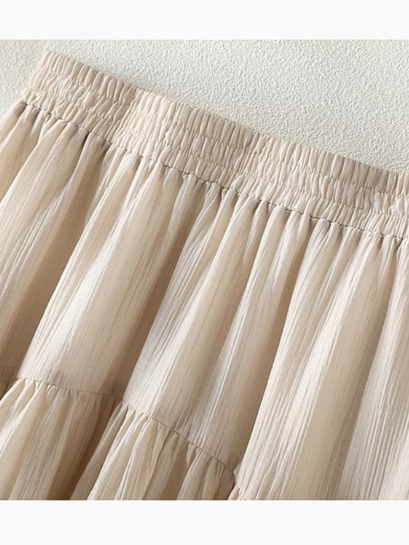 時尚休閒百搭鬆緊腰大擺輕薄A字裙