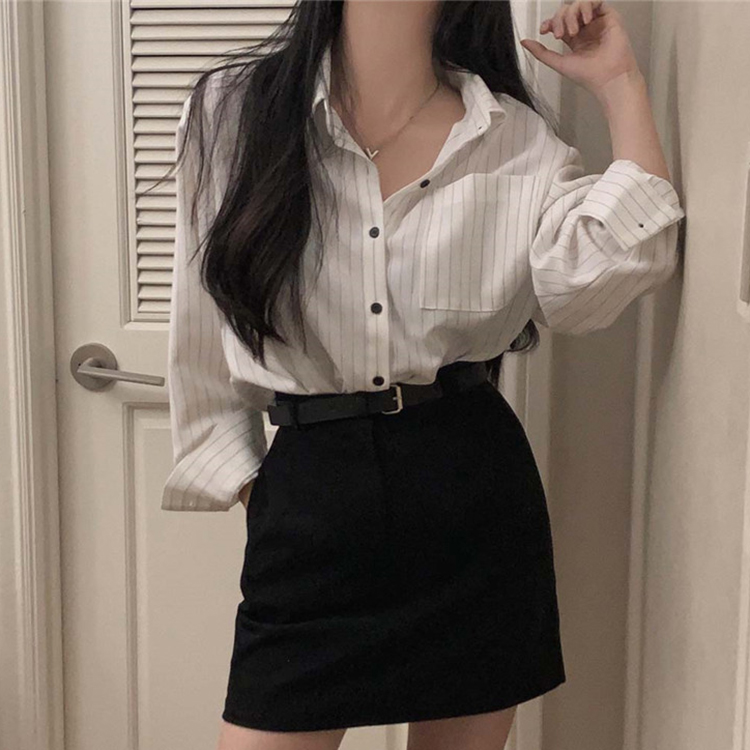 女士韓版POLO領顯瘦棉麻休閒襯衫