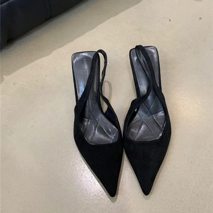 法式小眾氣質名媛絨面尖頭高跟鞋