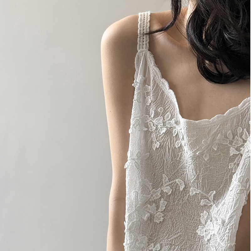 法式鏤空重工刺繡提花蕾絲吊帶