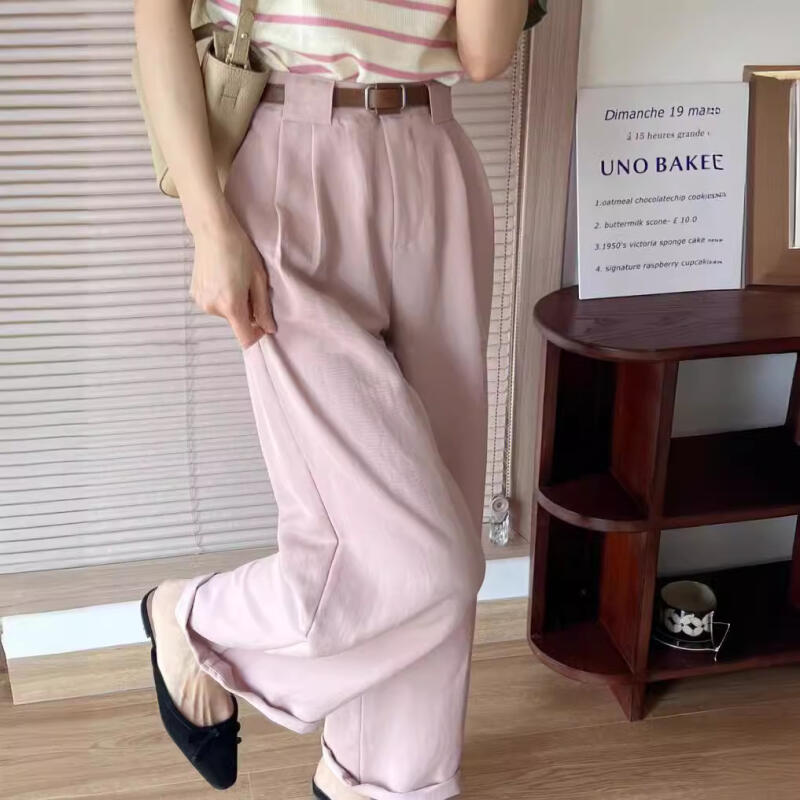 夏季薄款小個子高腰棉麻闊腿褲